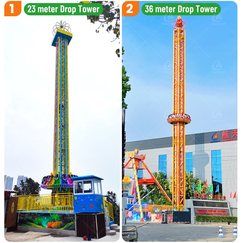36m drop tower amusement ride in operation