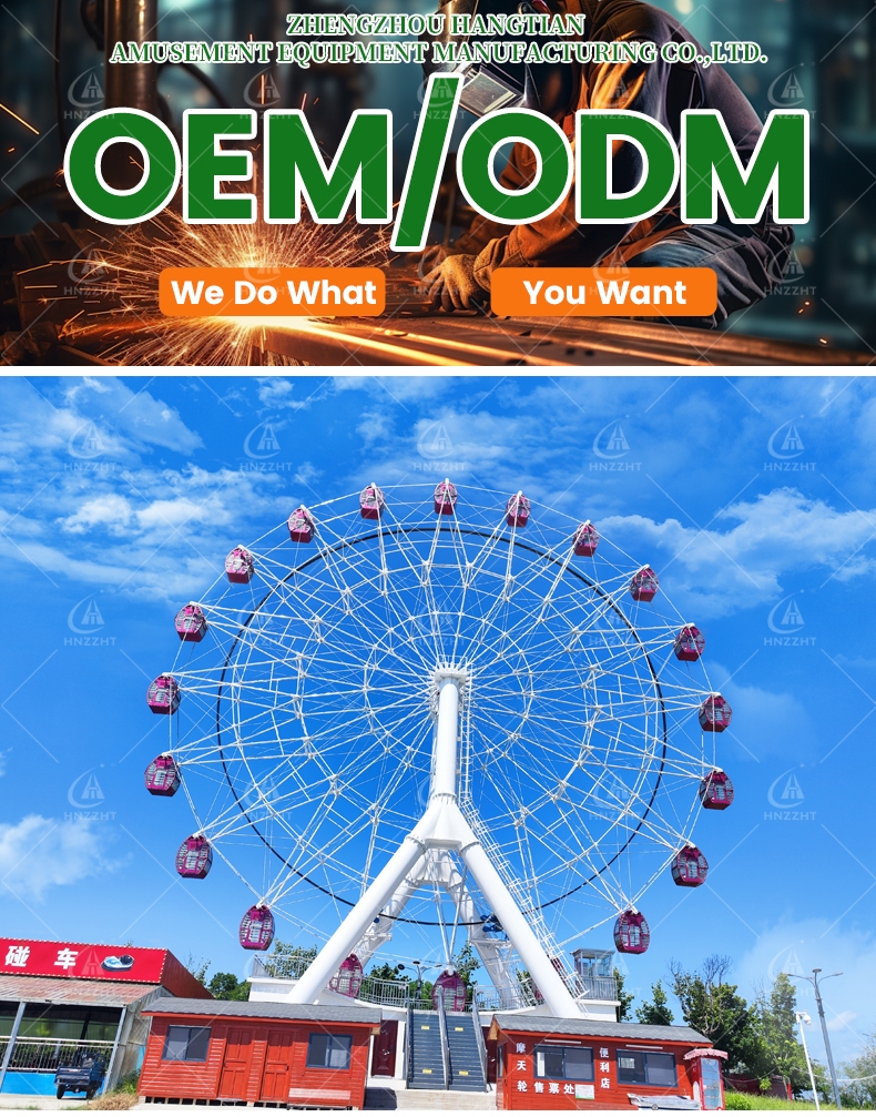 Ferris wheel installed on a prepared foundation in an amusement park