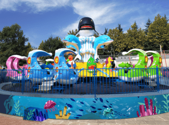 Interactive Shark Island Water Battle Ride - Family Amusement Park Equipment